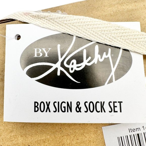 Primitives by Kathy Box Sign & Sock Set Sign 4.5 x3 Burgundy This Wine Socks NIB - Picture 4 of 5